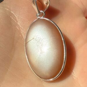 Silver Peach Moonstone Pendant Necklace